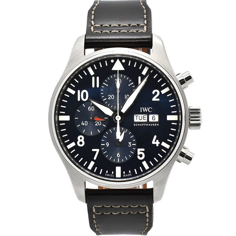 IWC　パイロットウォッチ クロノグラフ プティ・プランス　IW377714　デイデイト　ブルー　43mm　自動巻　USED　中古