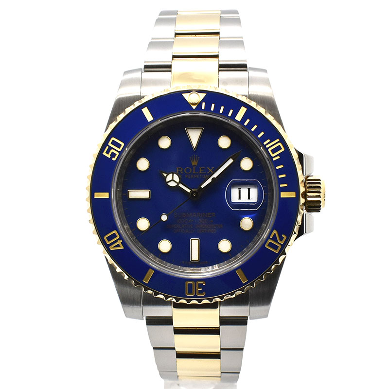 ロレックス116618LB金無垢青サブカード箱完備