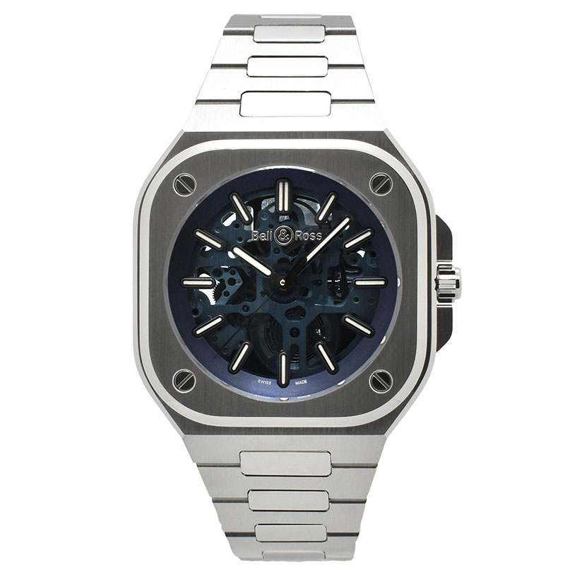 ベル＆ロス　BELL＆ROSS　BR 05 スケルトン ブルー　BR05A-BLU-SKST/SST　世界500本限定　40mm　USED　中古