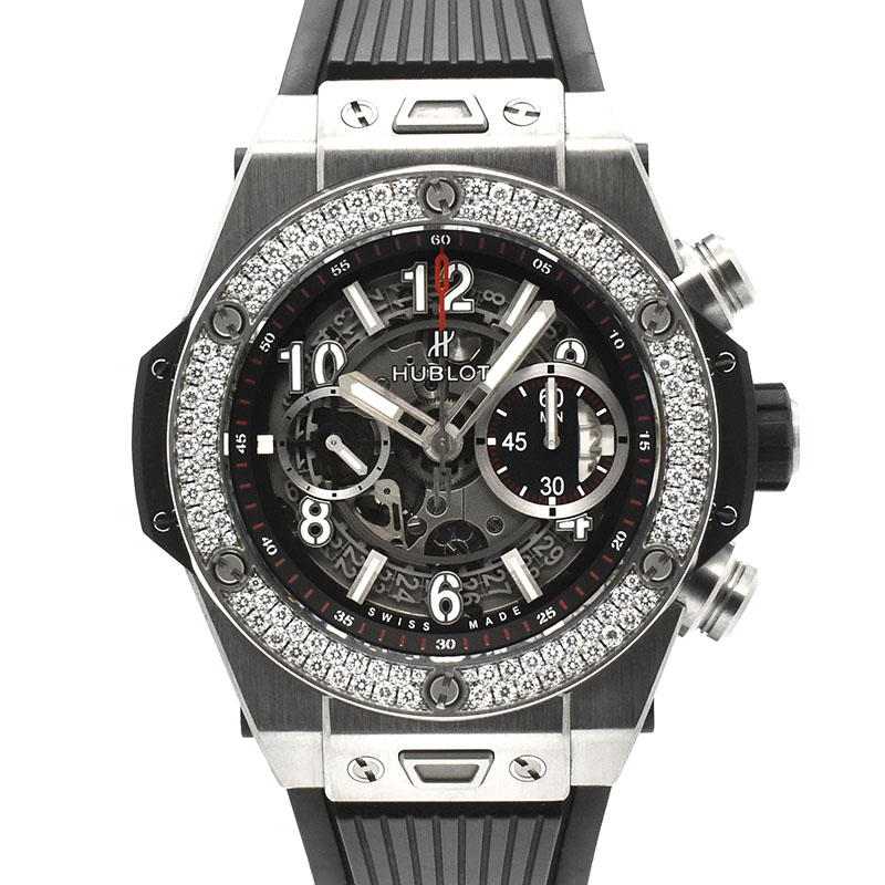 ウブロ　HUBLOT　ビッグバン ウニコ チタニウム ダイヤベゼル　411.NX.1170.RX.1104　45mm　チタン　USED　中古