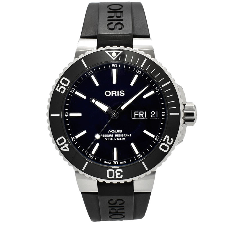 オリス　ORIS　アクイス ビッグ デイデイト　752 7733 4135R　45.5mm　ブルー　USED　中古