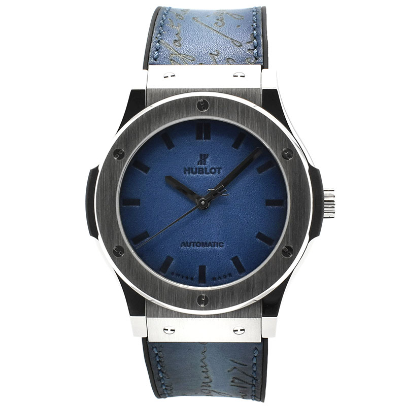 ウブロ　HUBLOT　クラシックフュージョン ベルルッティ スクリット オーシャンブルー　511.NX.050B.VR.BER16　世界500本限定　ブルー　ベネチアレザー　45mm　USED　中古
