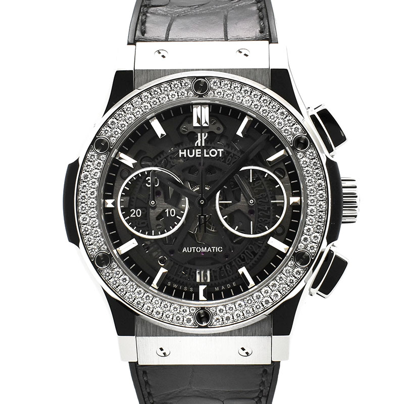 ウブロ　HUBLOT　クラシックフュージョン アエロ クロノグラフ ベゼルダイヤ　525.NX.0170.LR.1104　チタン　45mm　USED　中古