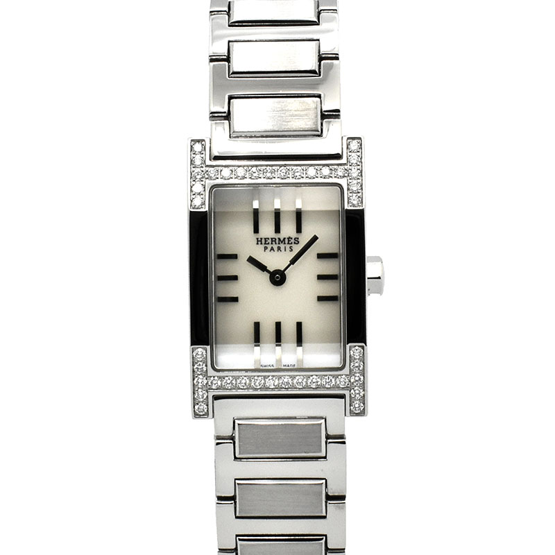 エルメス　HERMES　タンデム　ダイヤモンド　TA1.230　ホワイトシェル　クォーツ　24×19mm　USED　中古