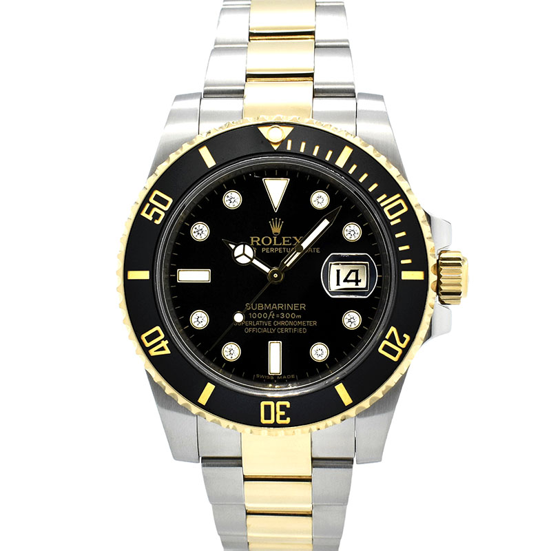 ロレックス　ROLEX　サブマリーナデイト　Ref.116613GLN　ブラック　SS/18KYG　8Pダイヤ　G番　USED　中古