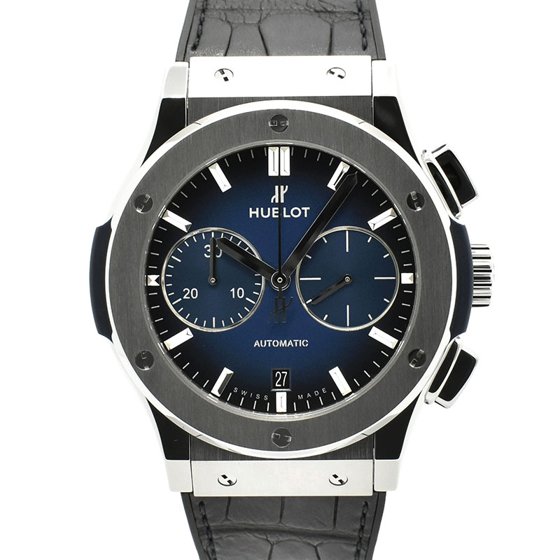 ウブロ　HUBLOT　クラシックフュージョン チタニウム クロノグラフ ディープブルー　521.NX.6670.LR.JPN18　日本限定　45mm　USED　中古