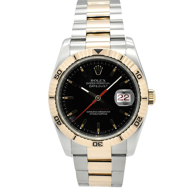 ロレックス　ROLEX　ターノグラフ　Ref.116261　18KPG×SS　ブラック　D番ルーレット　36mm　USED　中古