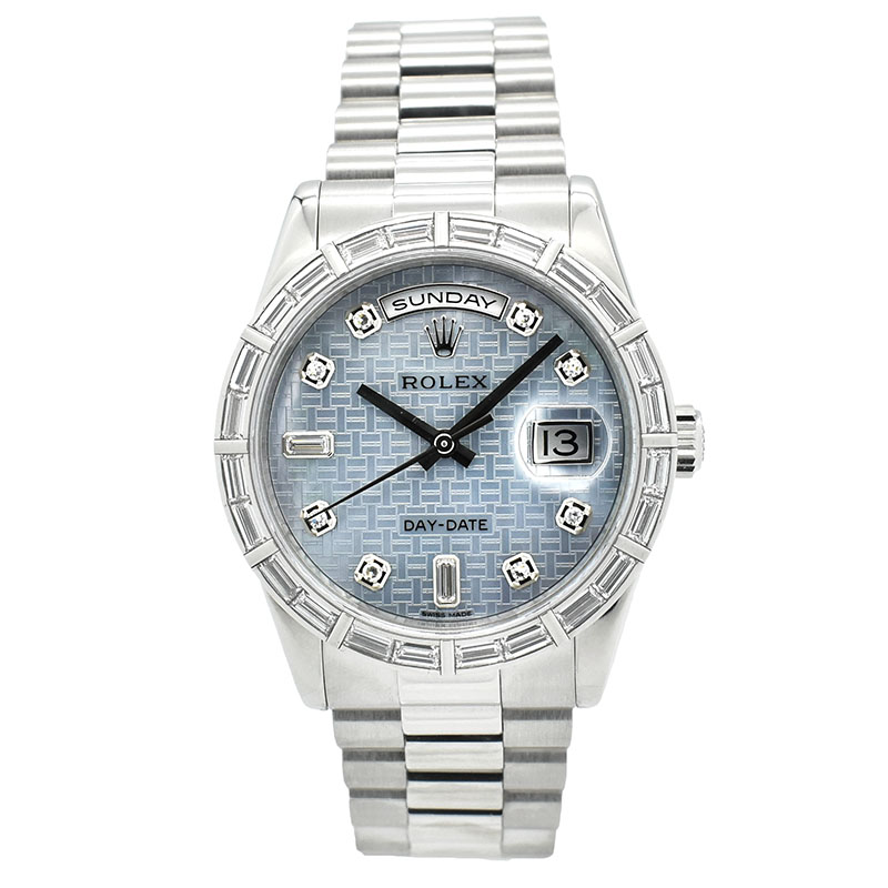 ロレックス　ROLEX　デイデイト ベゼルバケットダイヤ　Ref.118366　オックスフォードダイヤル　プラチナ　36mm　P番　USED　中古