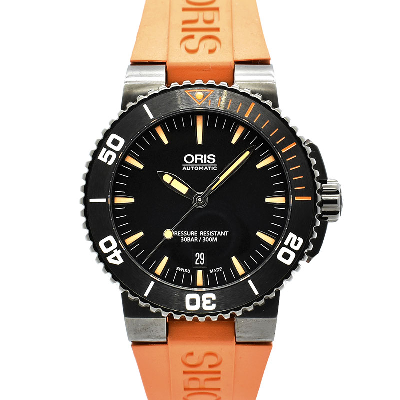 オリス　ORIS　アクイス デイト　733 7653 4259 R　ブラック　43mm　USED　中古