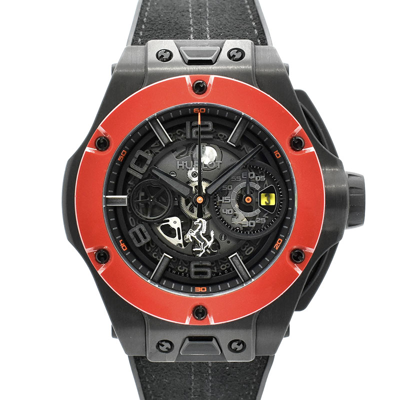 ウブロ　HUBLOT　ビッグバン フェラーリ ウニコ  カーボン レッドセラミック　402.QF.0110.WR　世界500本限定　45mm　USED　中古