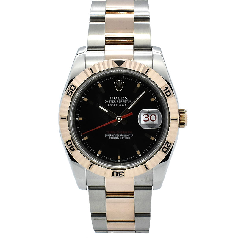 ロレックス　ROLEX　ターノグラフ　Ref.116261　18KPG×SS　ブラック　D番ルーレット　36mm　USED　中古