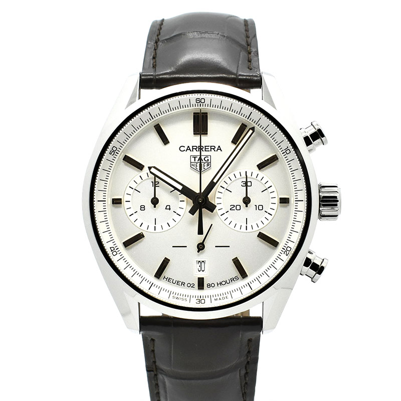 タグホイヤー　TAG HEUER　カレラ キャリバーホイヤー02 クロノグラフ　CBN2013.FC6483　シルバー　42mm　USED　中古