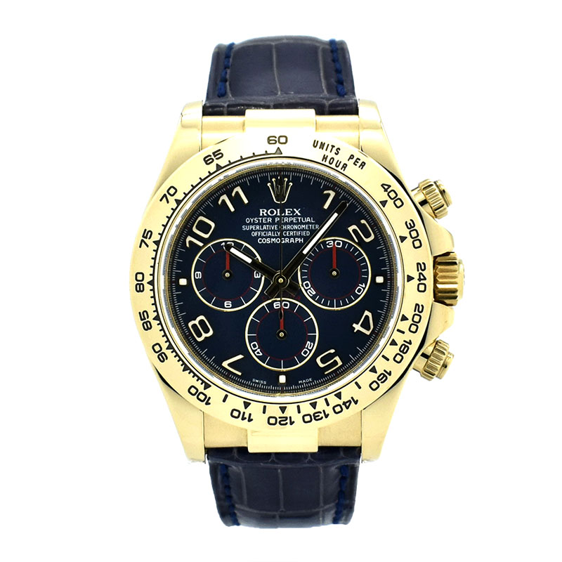 ロレックス　ROLEX　デイトナ　Ref.116518　18KYG　ブルー　自動巻　革ベルト　ランダム番　USED　中古