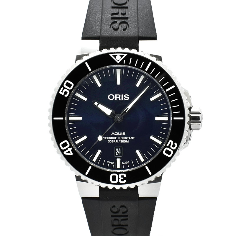 オリス　ORIS　アクイス デイト　733 7730 4135R　43.5mm　ブルー　USED　中古