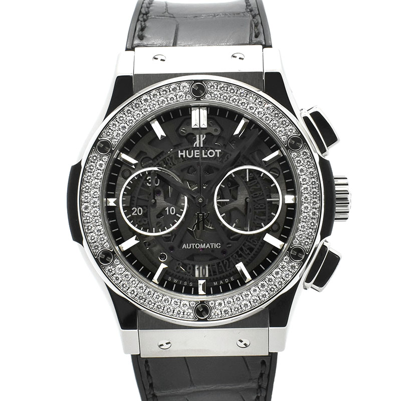 ウブロ　HUBLOT　クラシックフュージョン アエロ クロノグラフ ベゼルダイヤ　525.NX.0170.LR.1104　チタン　45mm　USED　中古