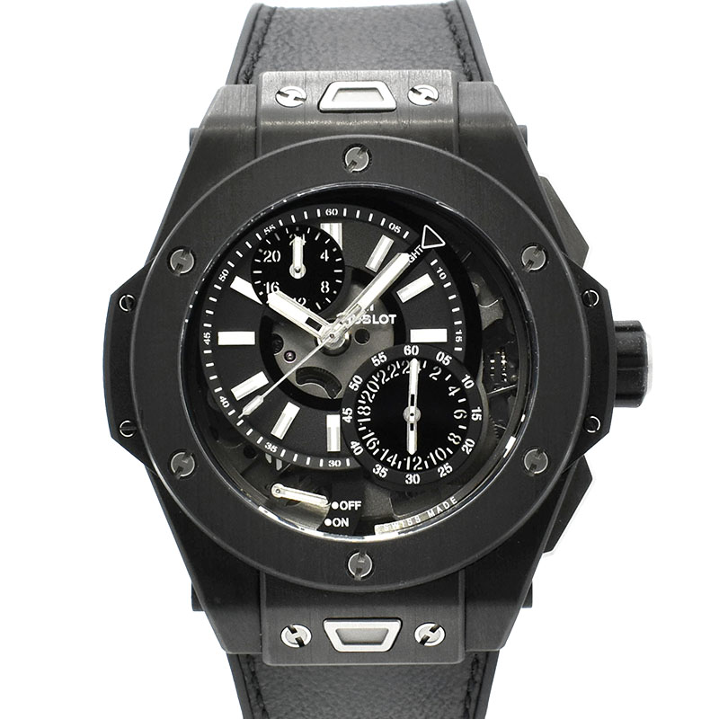 ウブロ　HUBLOT　ビッグバン アラームリピーター GMT カーボン ヨシダスペシャル　403.QU.0120.VR.YOS　45mm　100本限定　手巻き　USED　中古