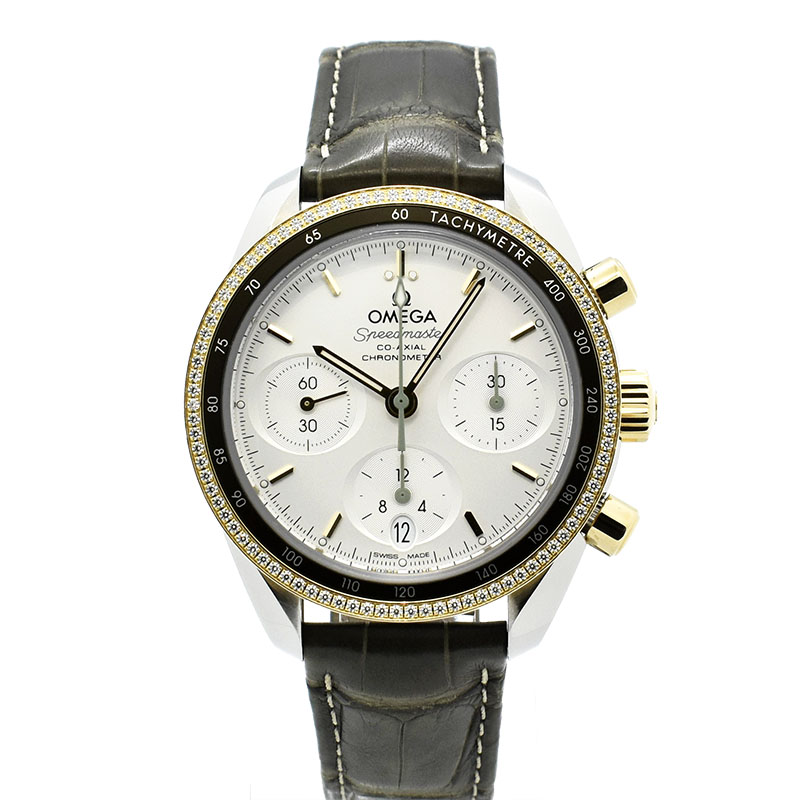 オメガ　OMEGA　スピードマスター 38 ダイヤベゼル 　324.28.38.50.02.001　38mm　シルバー　SS/18KYG　USED　中古