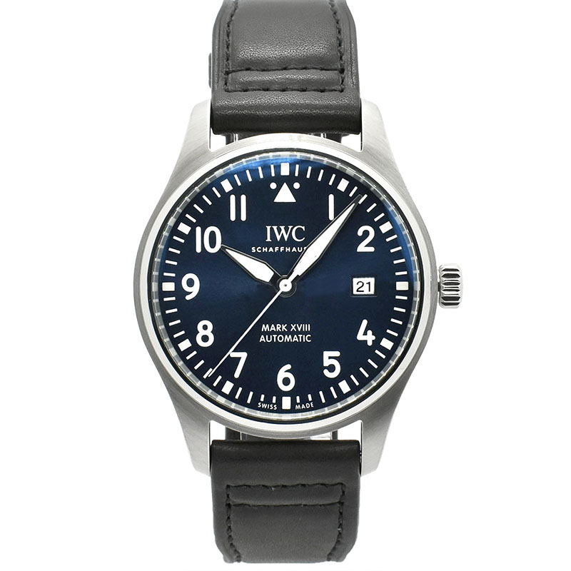 IWC　パイロットウォッチ　マーク18 プティ・プランス　IW327004　ブルー　革ベルト　40mm　USED　中古