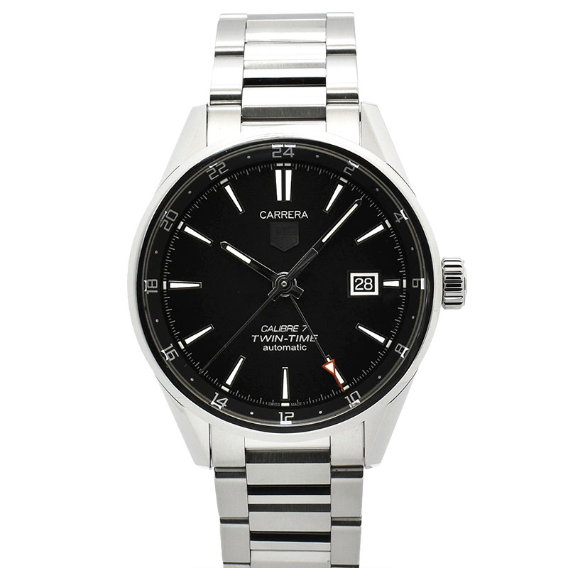 タグホイヤー　TAG HEUER　カレラ ツインタイム　WAR2010.BA0723　キャリバー7　ブラック　41mm　USED　中古