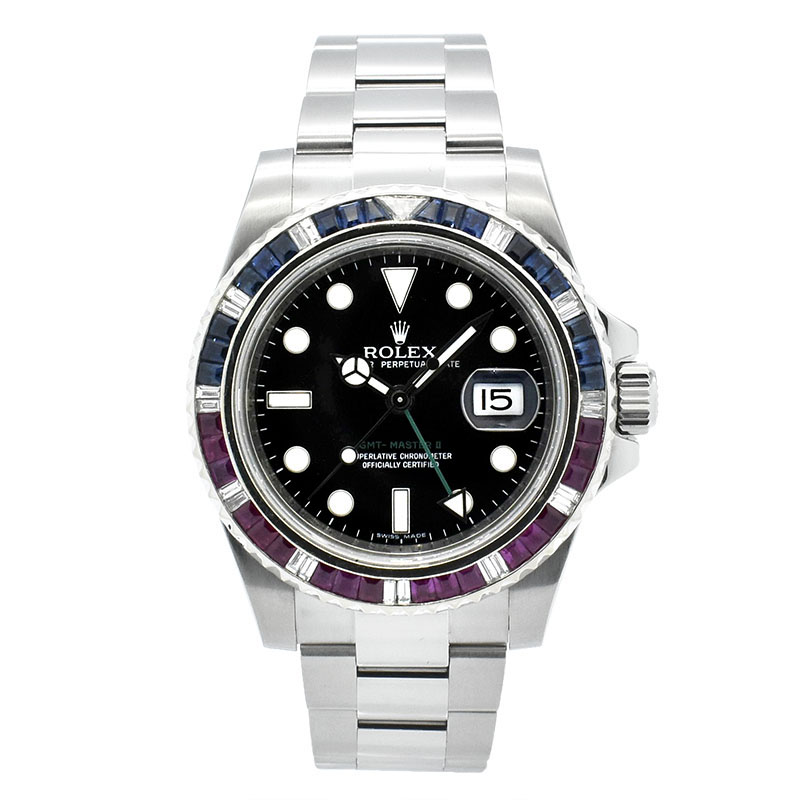 ロレックス　ROLEX　GMTマスター2 アフターカラーストーンベゼル　Ref.116710LN　M番ルーレット　USED　中古