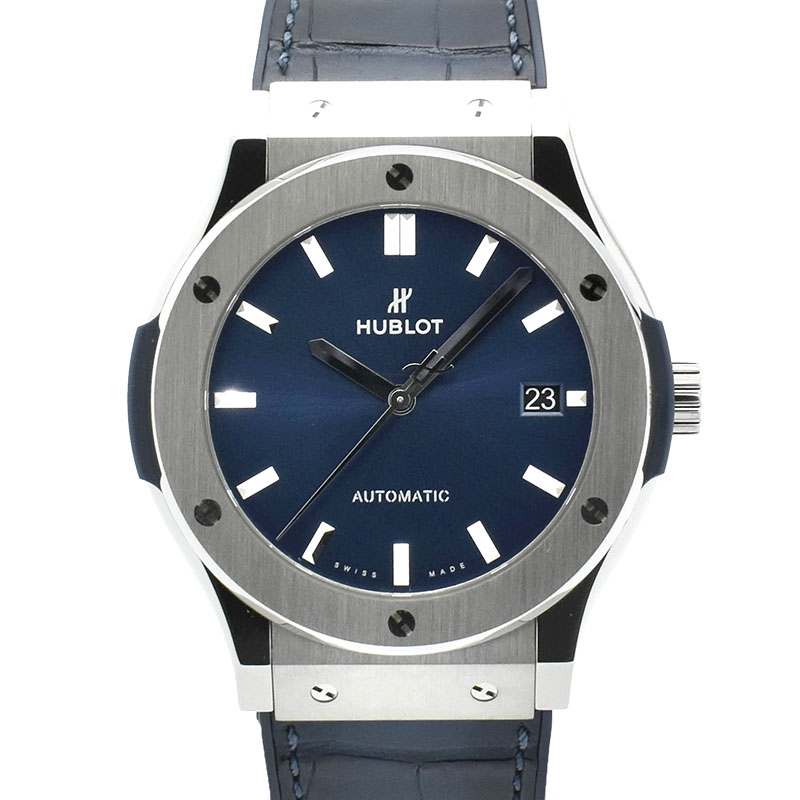 ウブロ　HUBLOT　クラシックフュージョン チタニウム　511.NX.7170.LR　ブルー　45mm　USED　中古