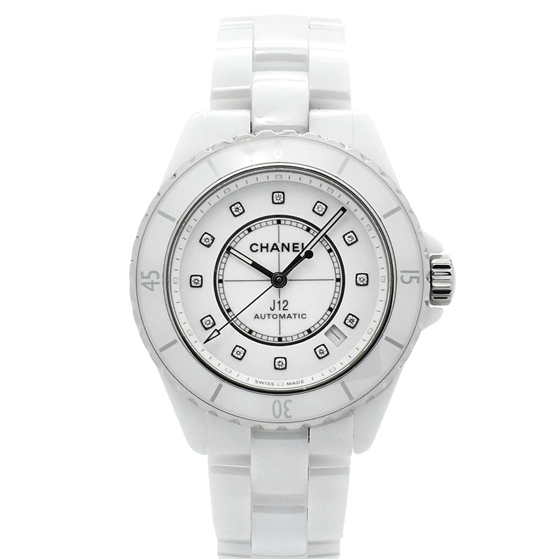 シャネル　CHANEL　J12 キャリバー12.1　H5705　38mm　12Pダイヤ　ホワイト　シースルーバック　USED　中古