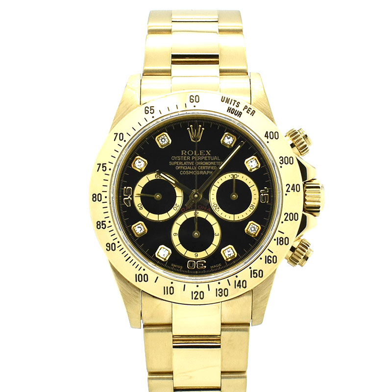 ロレックス　ROLEX　デイトナ　Ref.16528G　ブラック/8Pダイヤ　逆6　U番　18KYG　USED　中古