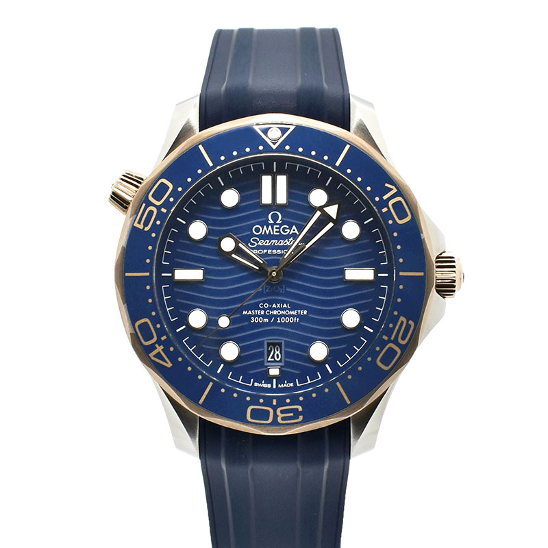 オメガ　OMEGA　シーマスター300 コーアクシャル マスタークロノメーター　210.22.42.20.03.002　ブルー　42mm　ラバーベルト　USED　中古