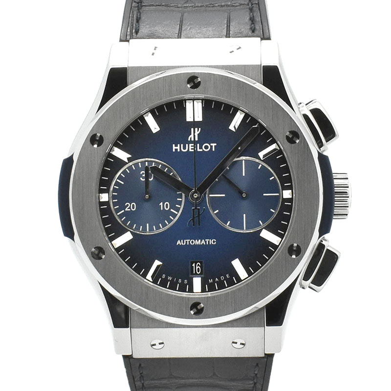 ウブロ　HUBLOT　クラシックフュージョン チタニウム クロノグラフ ディープブルー　521.NX.6670.LR.JPN18　日本限定　45mm　USED　中古