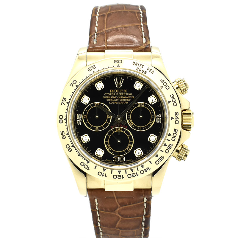ロレックス　ROLEX　デイトナ　Ref.116518G　ブラック/8Pダイヤ　K番　18KYG　USED　中古