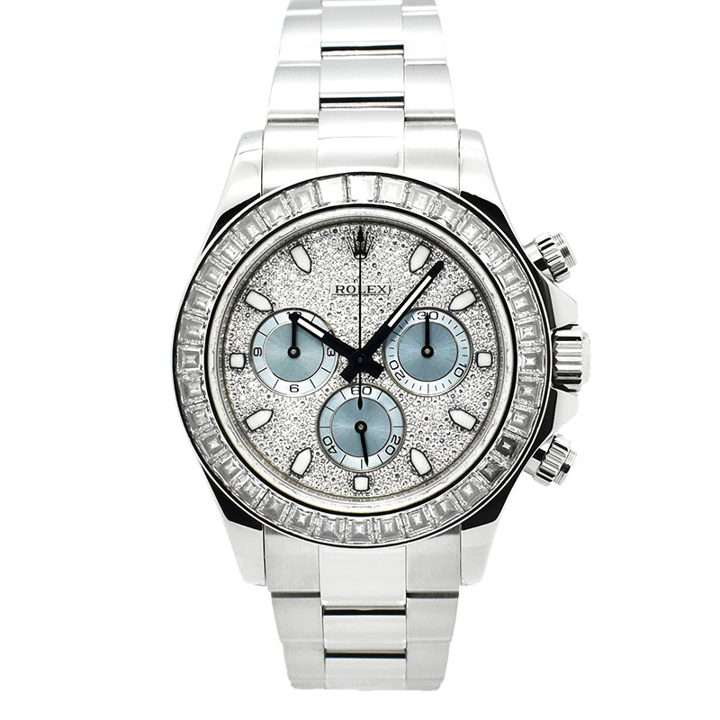 ロレックス　ROLEX　デイトナ　Ref.116576TBR　パヴェダイヤ/アイスブルー　バゲットダイヤベゼル　USED　中古