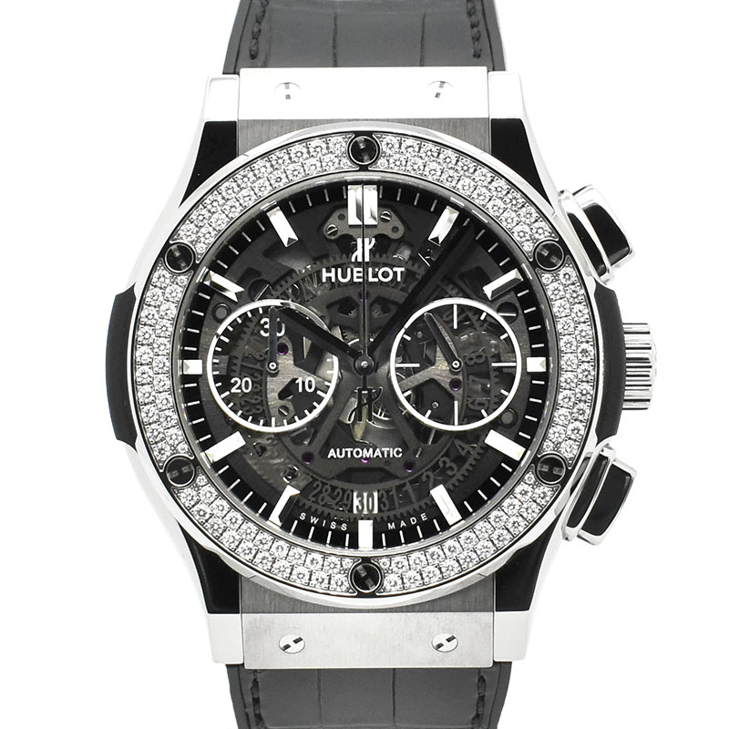 ウブロ　HUBLOT　クラシックフュージョン アエロ クロノグラフ ベゼルダイヤ　525.NX.0170.LR.1104　チタン　45mm　USED　中古