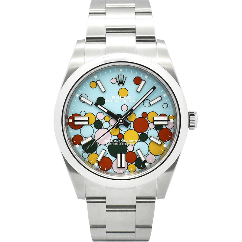 ロレックス　ROLEX　オイスターパーペチュアル 41　Ref.124300　ターコイズブルー/セレブレーションモチーフ　41mm　未使用品