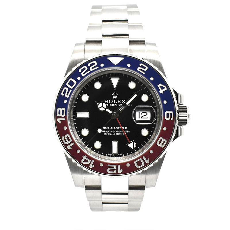 ロレックス　ROLEX　GMTマスター2　Ref.116719BLRO　18KWG　赤/青ベゼル　ブラック　40mm　USED　中古