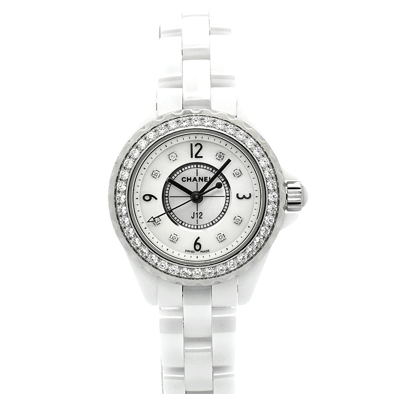 シャネル　CHANEL　J12　H2572　ダイヤモンド　29mm　ホワイトシェル　USED　中古