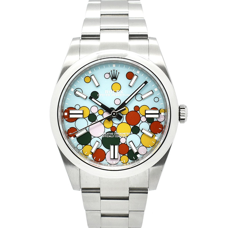 ロレックス　ROLEX　オイスターパーペチュアル 41　Ref.124300　ターコイズブルー/セレブレーションモチーフ　41mm　未使用品