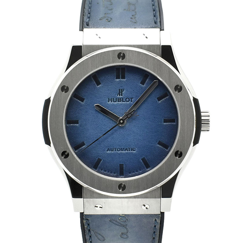 ウブロ　HUBLOT　クラシックフュージョン ベルルッティ スクリット オーシャンブルー　511.NX.050B.VR.BER16　世界500本限定　ブルー　ベネチアレザー　45mm　USED　中古