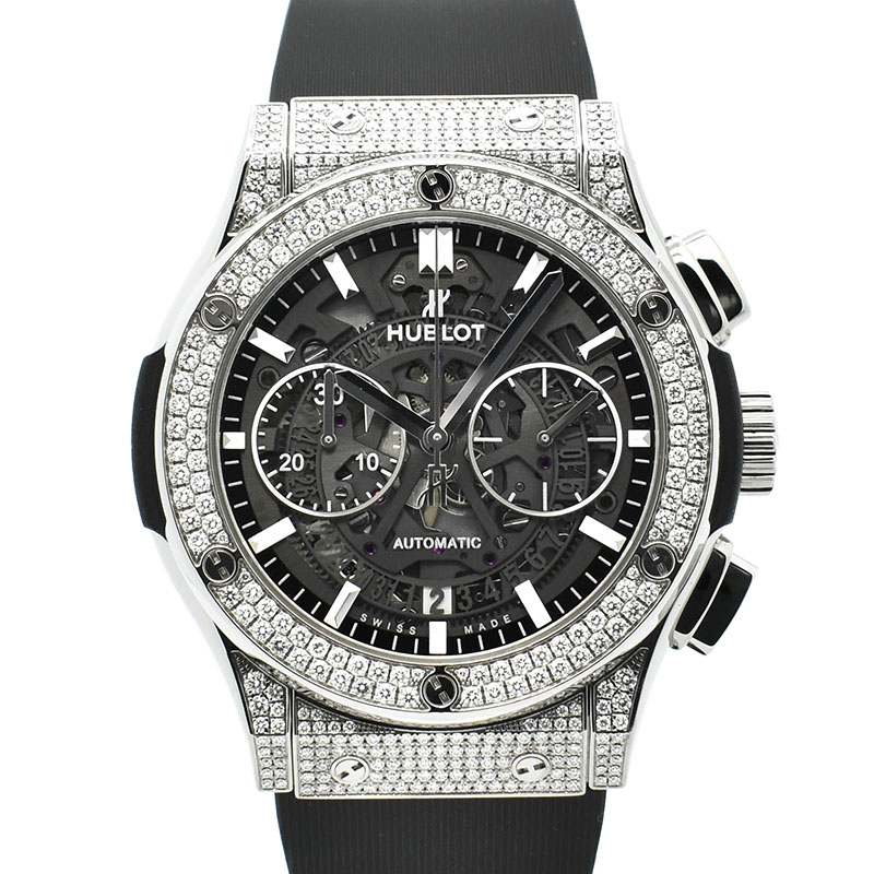 ウブロ　HUBLOT　クラシックフュージョン アエロ クロノグラフ パヴェダイヤ　525.NX.0170.LR.1704　45mm　USED　中古