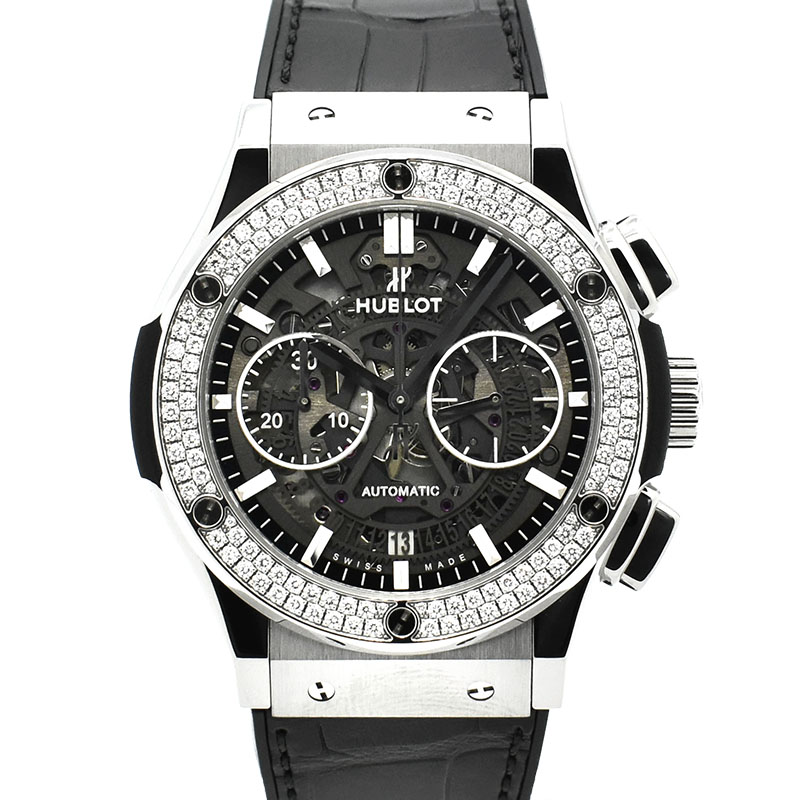 ウブロ　HUBLOT　クラシックフュージョン アエロ クロノグラフ ベゼルダイヤ　525.NX.0170.LR.1104　チタン　45mm　USED　中古