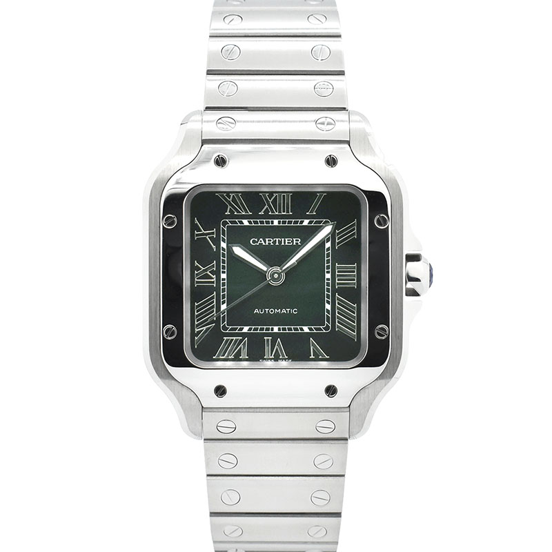 カルティエ　CARTIER　サントス ドゥ カルティエ ウォッチ MM　WSSA0061　グリーン　35.1mm　USED　中古