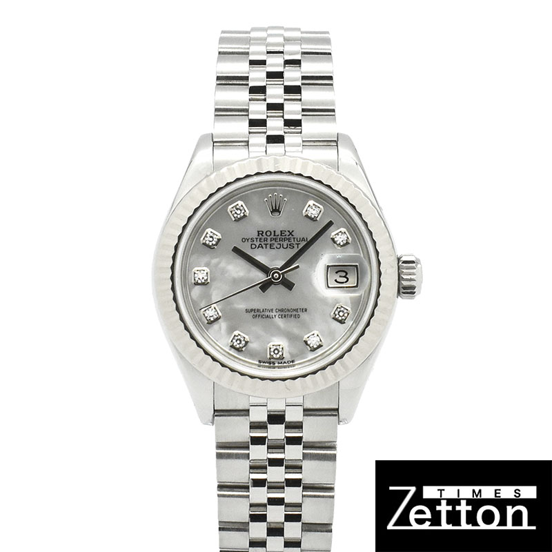 ロレックス　ROLEX　レディ デイトジャスト 28　Ref.279174NG　ホワイトシェル/10Pダイヤ　28mm　USED　中古