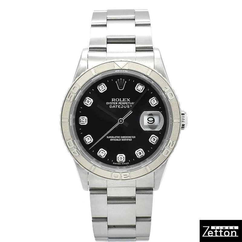 ロレックス　ROLEX　デイトジャスト サンダーバード　Ref.16264G　10Pダイヤ　ブラック　36mm　K番　USED　中古
