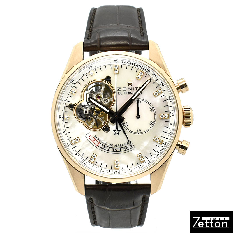 ゼニス　ZENITH　エルプリメロ クロノマスターオープン パワーリザーブ　18.2080.4021　ホワイトシェル/21Pダイヤ　18KRG　42mm　USED　中古