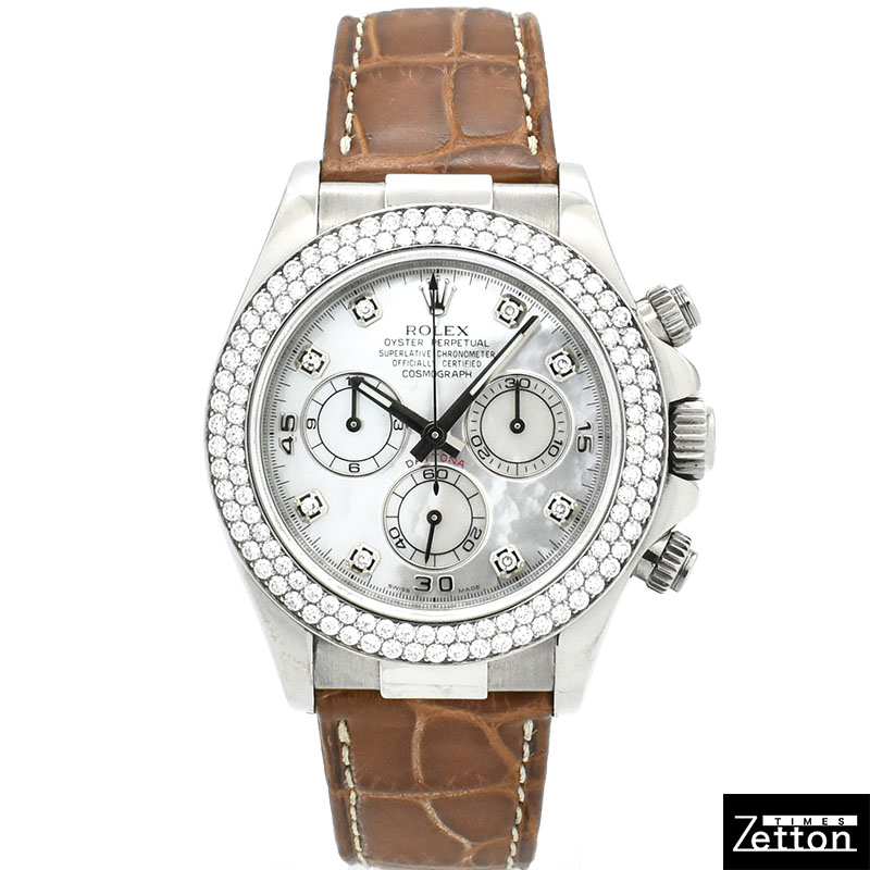 ロレックス　ROLEX　デイトナ　Ref.116589RBR　18KWG　ダイヤベゼル　ホワイトシェル/8Pダイヤ　40mm　V番　USED　中古　