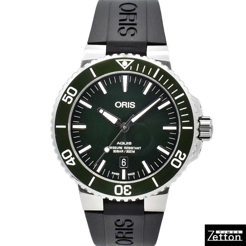 オリス　ORIS　アクイス デイト　733 7730 4157R　グリーン　43.5mm　USED　中古