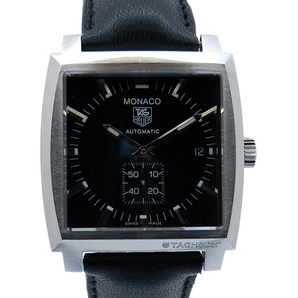 タグホイヤー　TAG HEUER　モナコ　WW2110.FC6177　ブラック　革ベルト　USED　中古