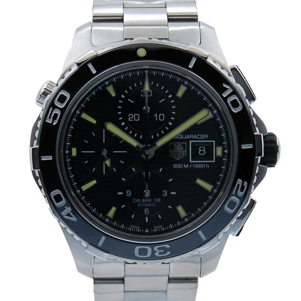 タグホイヤー　TAG HEUER　アクアレーサークロノ　キャリバー16　CAK2111.BA0833　SS　43mm　ブラック　USED　中古
