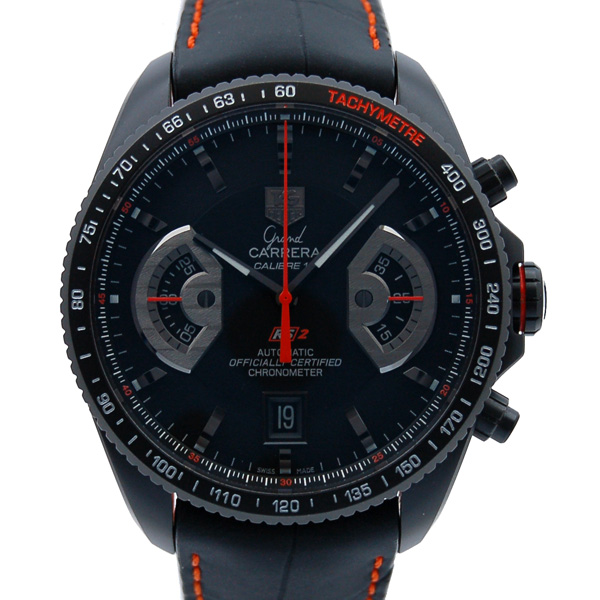 タグホイヤー　TAG HEUER　グランドカレラ　クロノグラフ　キャリバー17　RS2　CAV518K.FC6268　PVD　オレンジ針　USED　中古