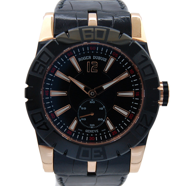 ロジェ・デュブイ　ROGER DUBUIS　ニューイージーダイバー DBSE0281  ブラック　46mm　300m防水　18KRG　革ベルト　日本限定28本　USED　中古