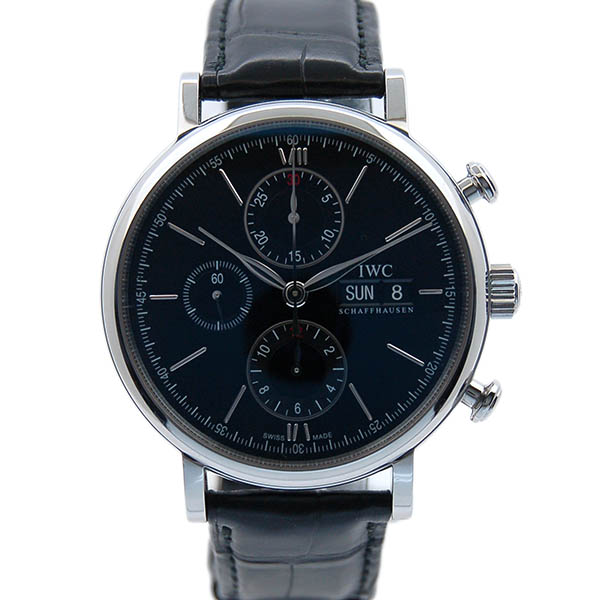 IWC　ポートフィノ　クロノグラフ　IW391008　SS　ブラック　革　USED　中古